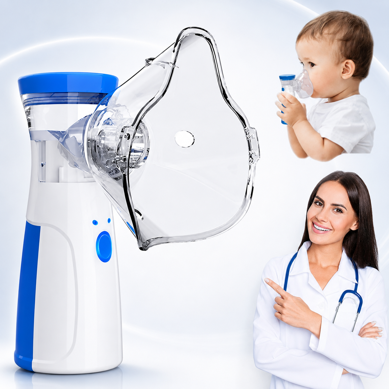 Portable Mesh Nebulizer (Silent, One-Touch Operation) |  Ultrasonic Nebulizer for Adults & Kids
