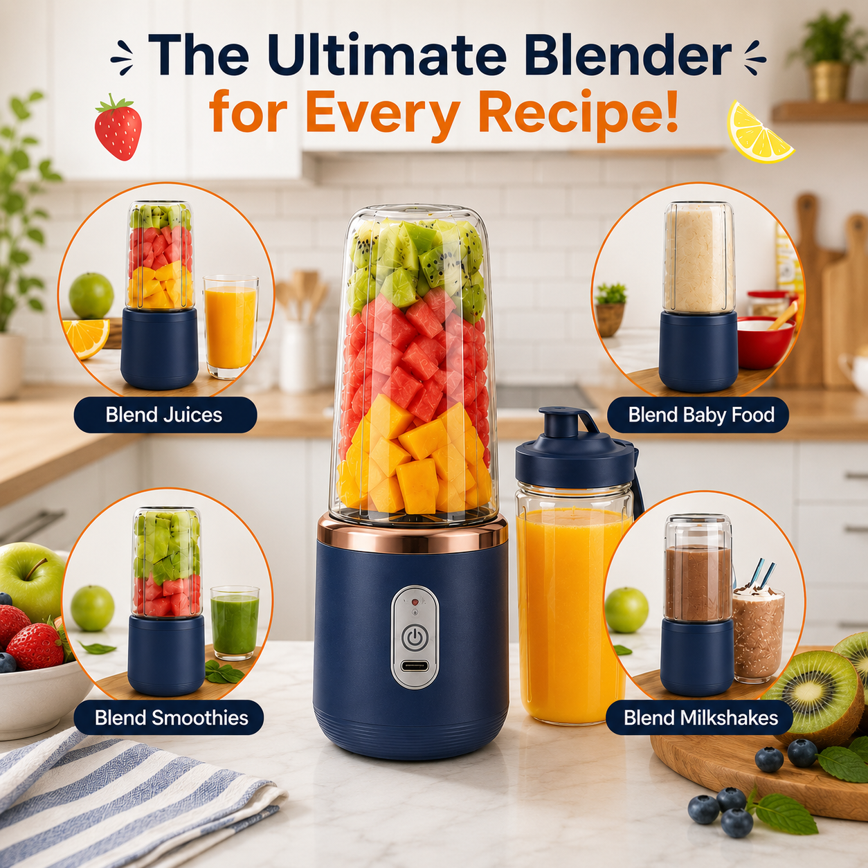 Portable Blender Electric Juicers Fruit Mixers