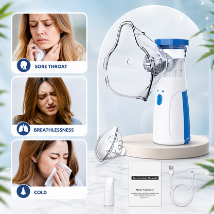 Portable Mesh Nebulizer (Silent, One-Touch Operation) |  Ultrasonic Nebulizer for Adults & Kids