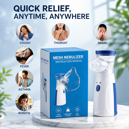 Portable Mesh Nebulizer (Silent, One-Touch Operation) |  Ultrasonic Nebulizer for Adults & Kids