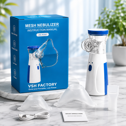 Portable Mesh Nebulizer (Silent, One-Touch Operation) |  Ultrasonic Nebulizer for Adults & Kids