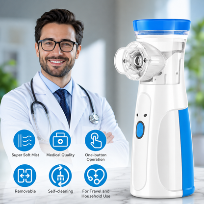 Portable Mesh Nebulizer (Silent, One-Touch Operation) |  Ultrasonic Nebulizer for Adults & Kids